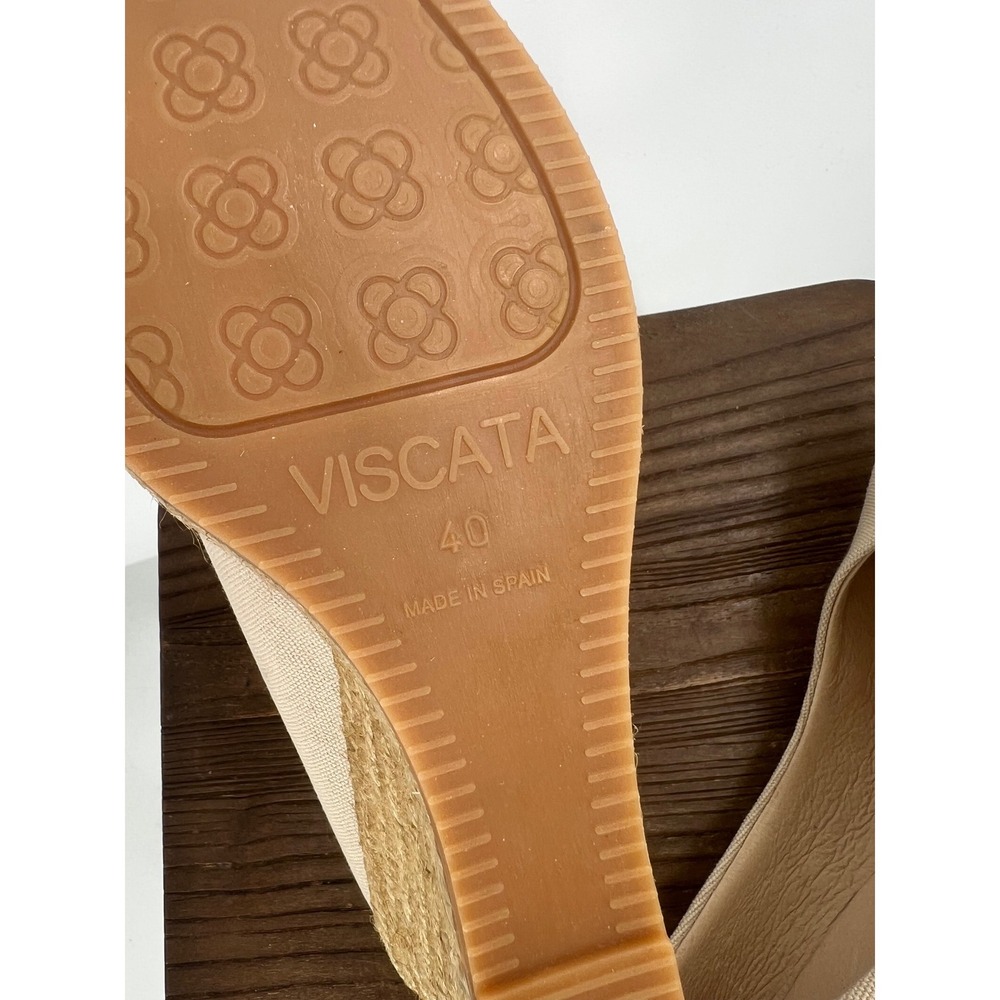 Viscata Barcelona Canvas Espadrille Wedge Pumps Beige Made in Spain Size 40 - Picture 7 of 8